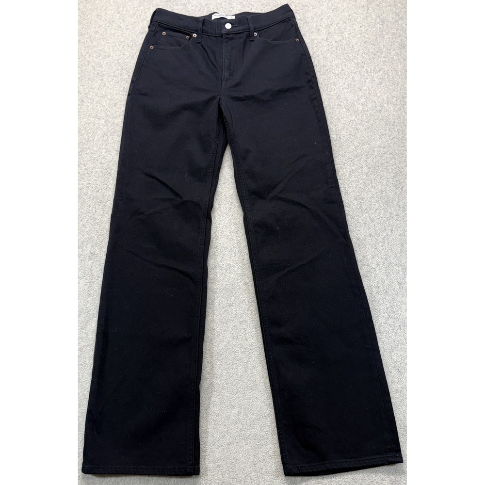 Abercrombie‎ & Fitch Womens Straight Jeans Black High Rise 90's Relaxed Fit 27